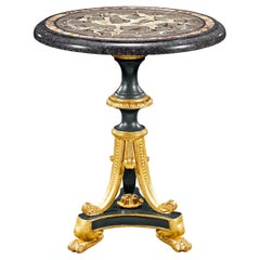 Table dorée à la feuille en pierre de tortue et marbre royal Sarracolin