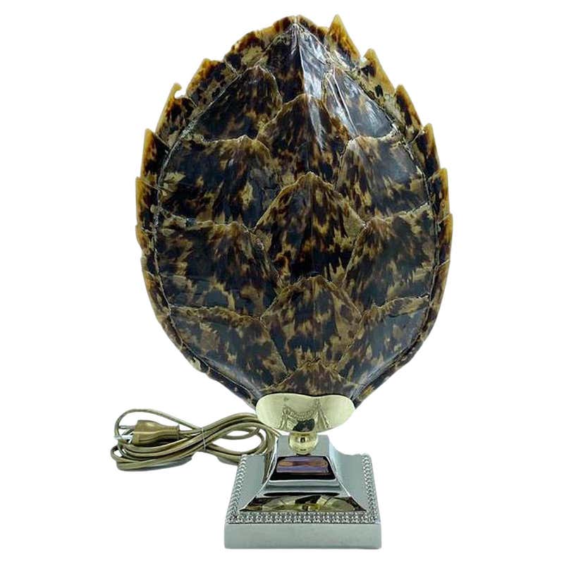 Italian Tortoise Shell Glass Lamp On Brass Base at 1stDibs