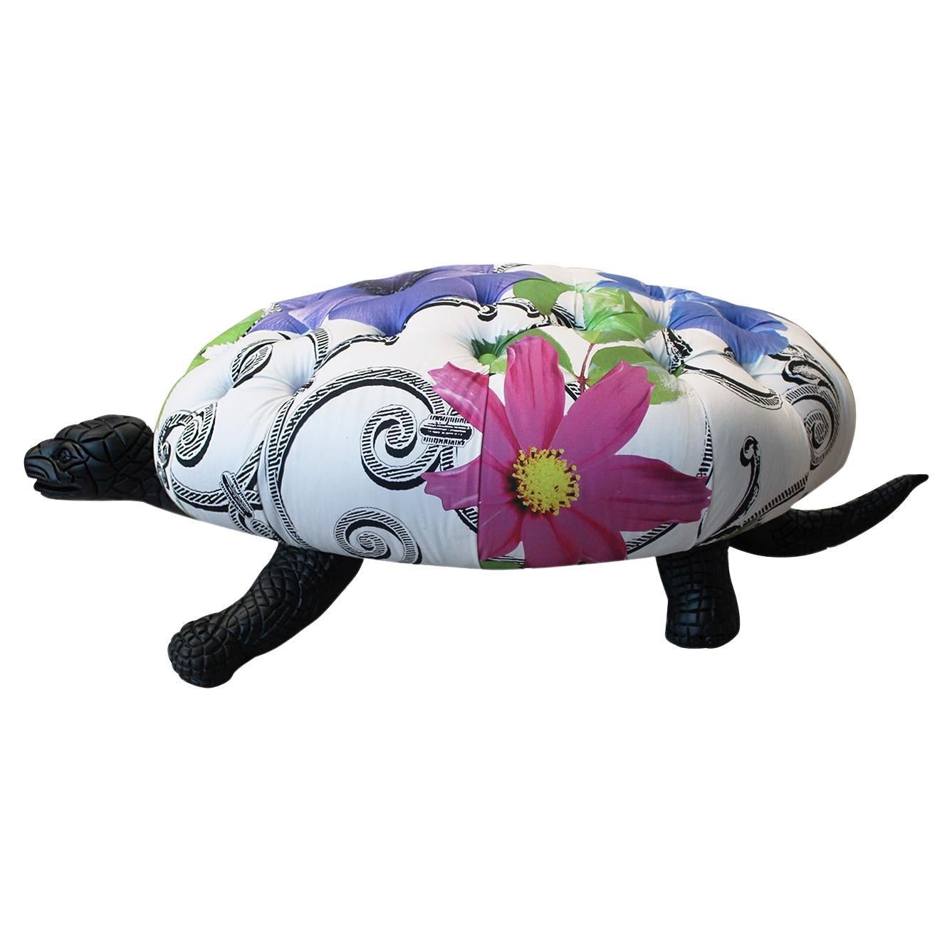 Turtle White Flower Pouf by Carlo Rampazzi For Sale