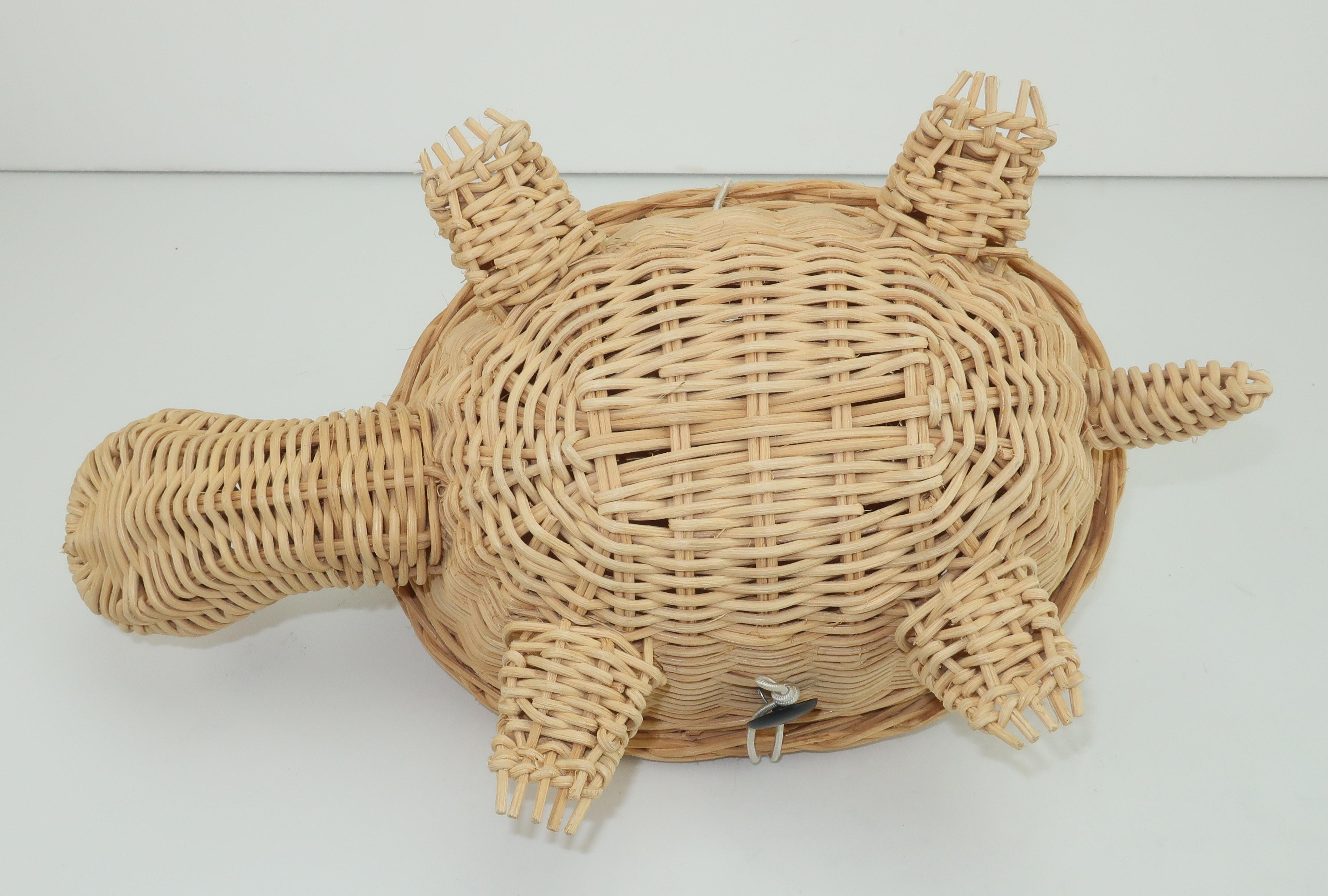 Turtle Wicker Basket Novelty Handbag, 1960's 2
