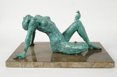 "Turtledove" Patinated Bronze Sculpture by R. Poey