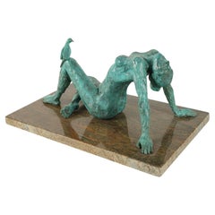 "Turtledove" Patinated Bronze Sculpture by R. Poey