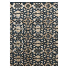 Hand-Knotted Navy Blue Rug in Turtles Design 