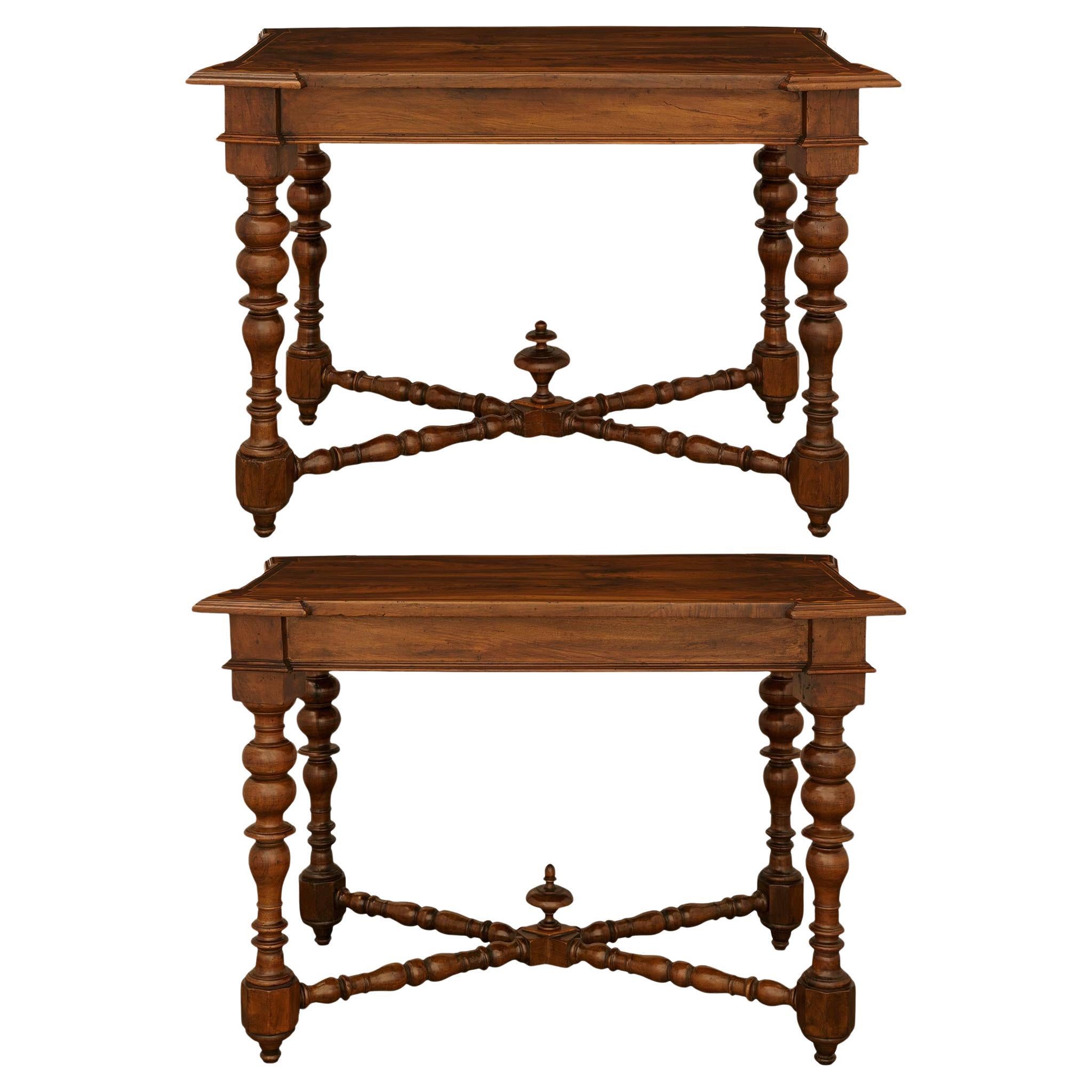 Tuscan 17th century Walnut, Mahogany and Fruitwood side tables, from Lucca For Sale