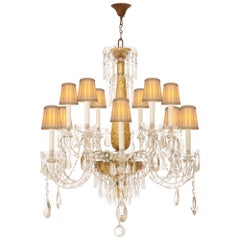 Toskanischer Kronleuchter aus Giltwood, Glas und Kristall aus dem 18.