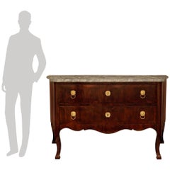Tuscan 18th century Louis XV st. Rosewood, Bardiglio marble and Ormolu commode
