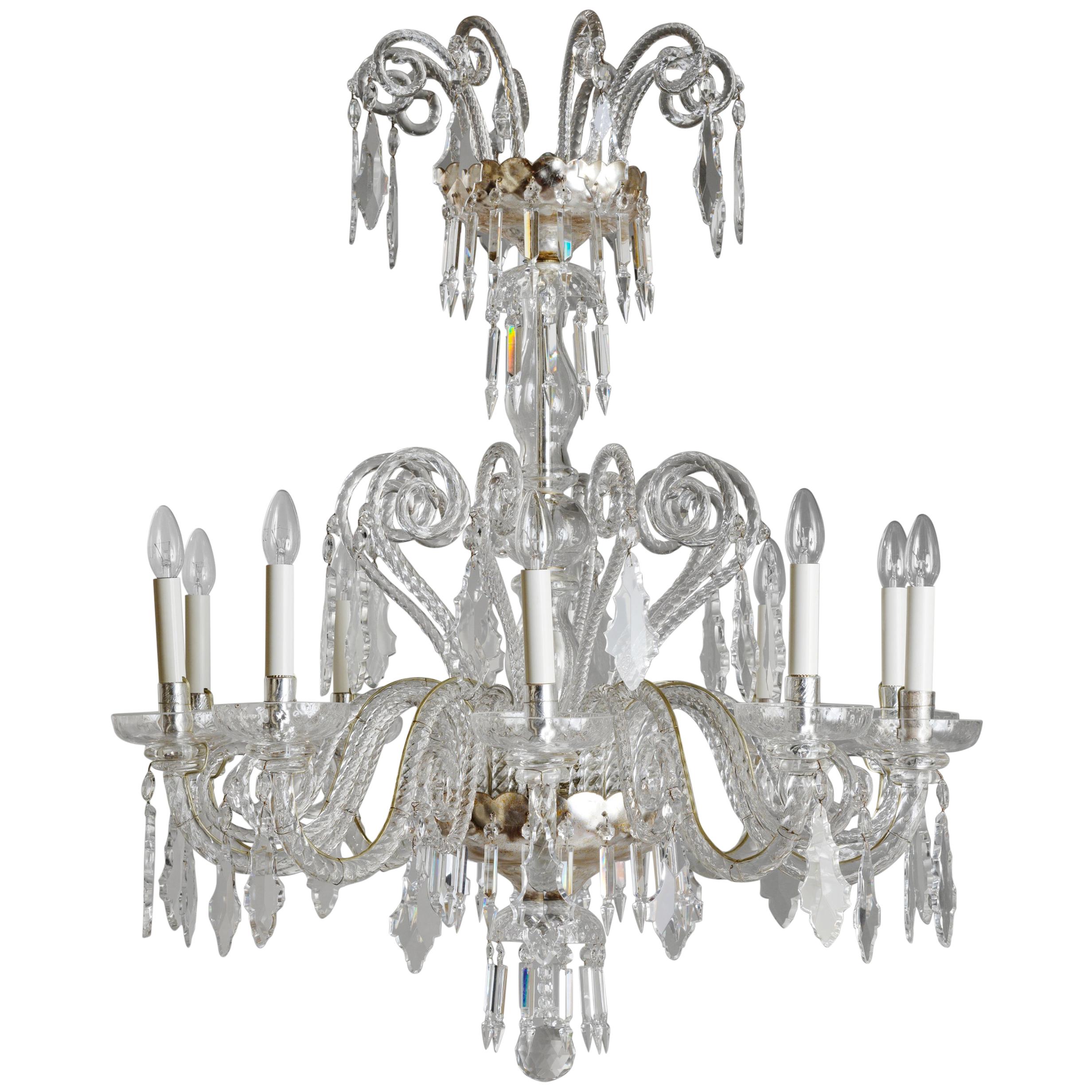 18th Century Style Cut Crystal and Glass Chandelier by Gherardo Degli Albizzi For Sale