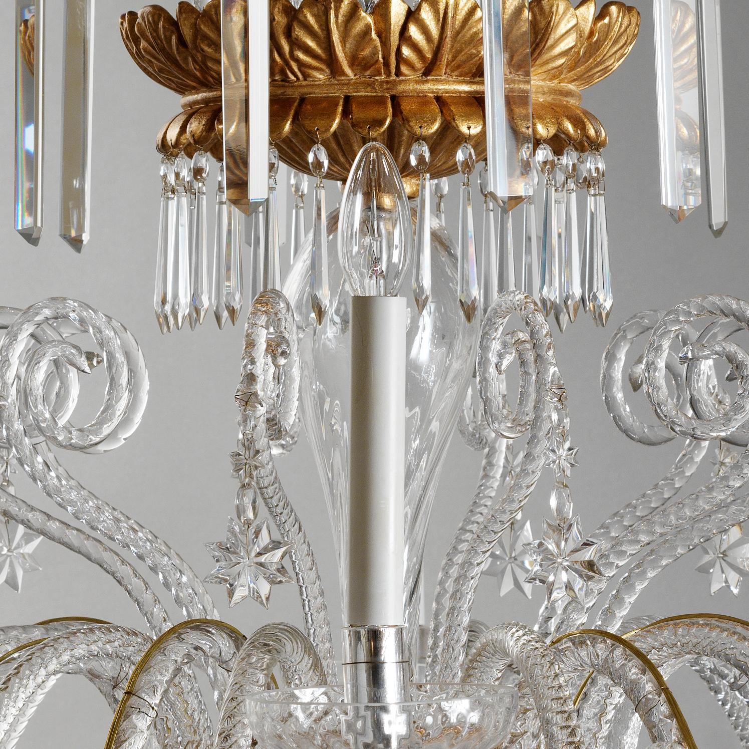 Neoclassical 18th Century Style Giltwood and Crystal Chandelier by Gherardo Degli Albizzi For Sale
