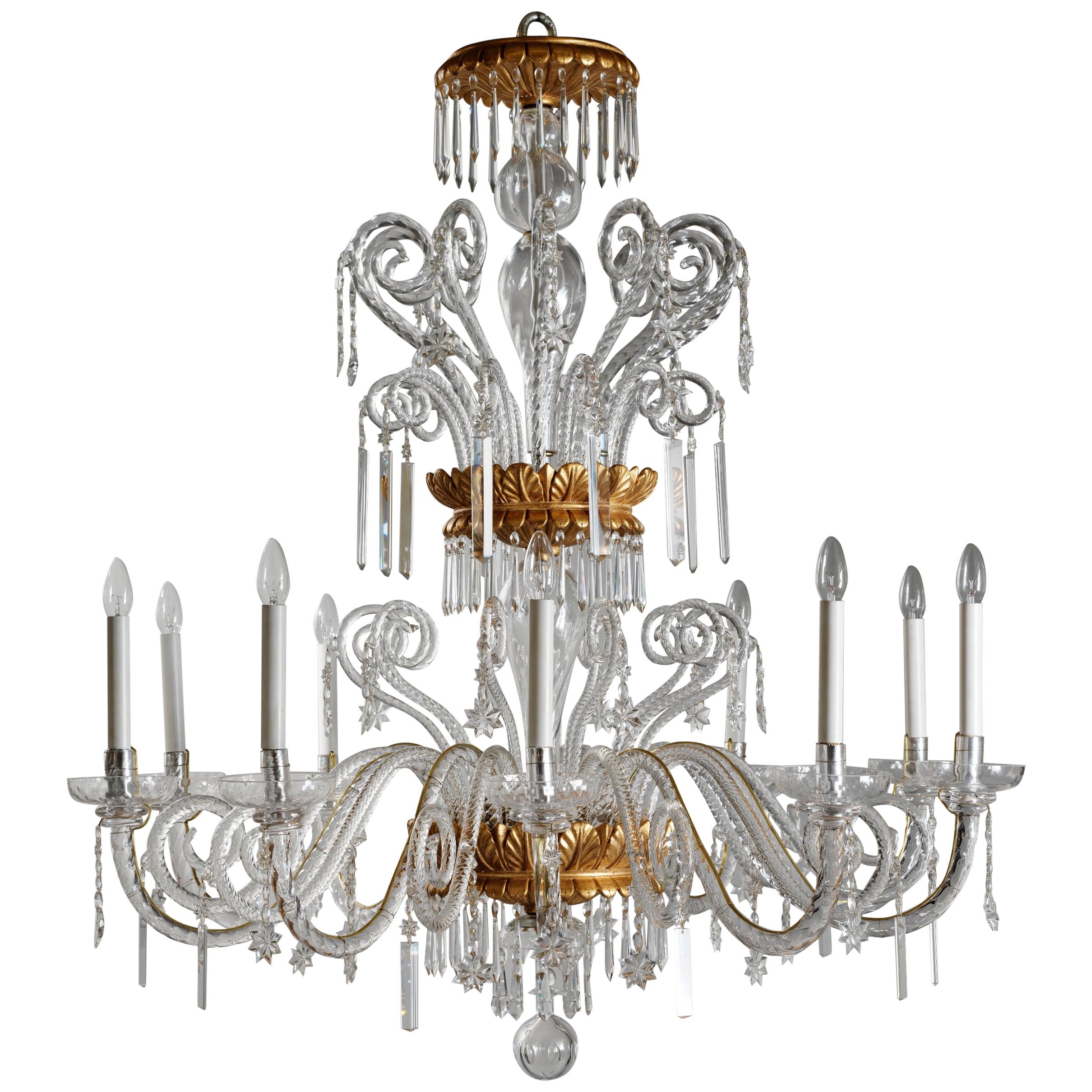 18th Century Style Giltwood and Crystal Chandelier by Gherardo Degli Albizzi For Sale