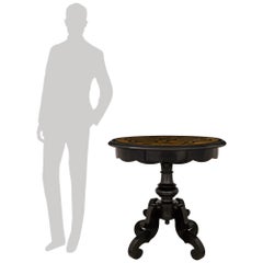 Toskanischer Beistelltisch im Barockstil aus dem 19. Jahrhundert, aus Ebenholz und Scagliola