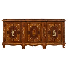 Toskanisches Barockbuffet des 19. Jahrhunderts aus Nussbaum und Knochen