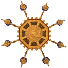 Tuscan 19th Century Charles X Period Patinated & Giltwood Chandelier