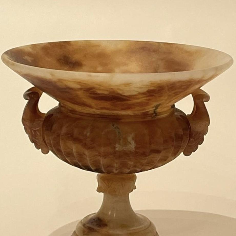 Italian Tuscan Alabaster Urn Dyed in Brown For Sale