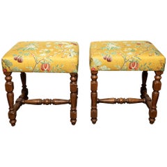 Vintage Tuscan Benches in Scalamandre Fabric