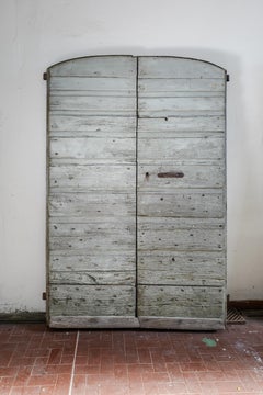 Tuscan Early 20th C. Chestnut Barn Doors with Original Key Italian Antique