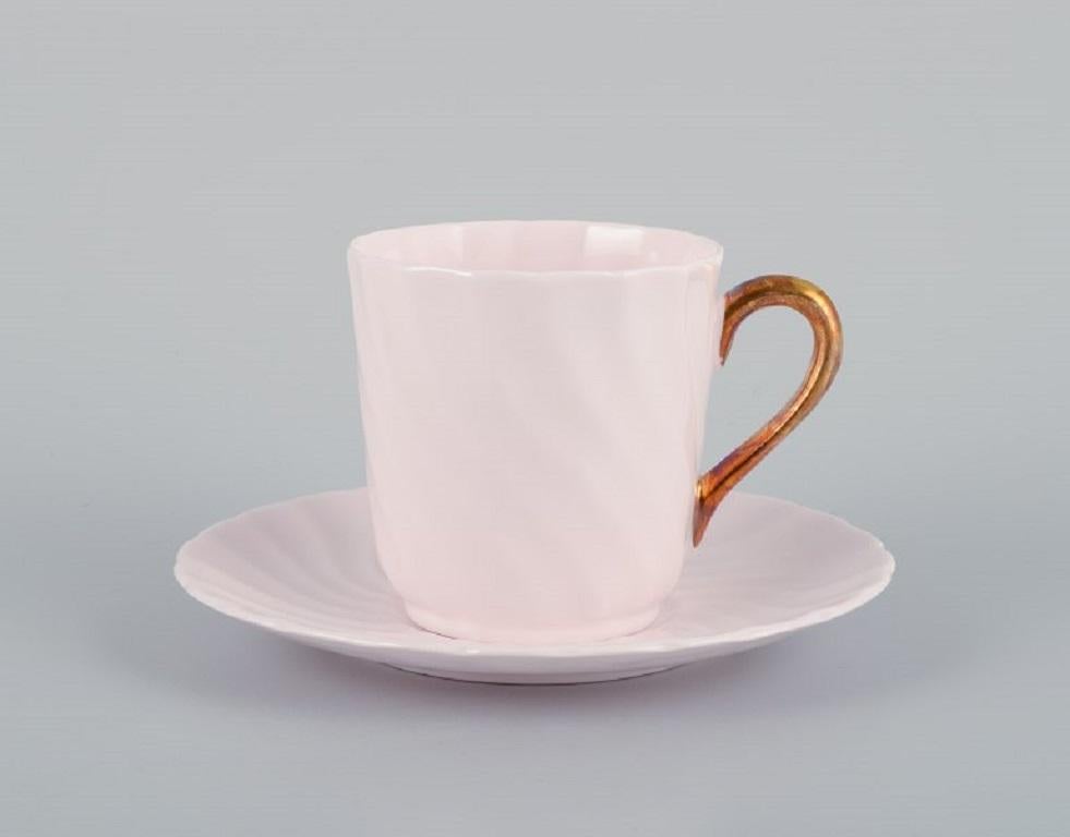 Service à café toscan de cinq personnes en porcelaine rose, Angleterre. Excellent état - En vente à Copenhagen, DK