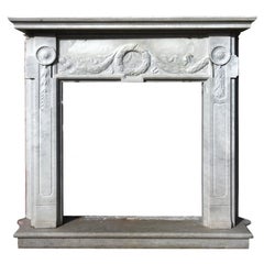 Tuscan Fireplace in Carrara White Marble Late 19th Century