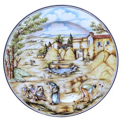 Grand plat décoratif "Tuscan Harbor Scene