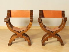 Pair of Tuscan Folding Accent Chairs, circa 1860