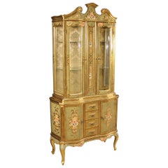 Used Tuscan Lacquered, Gilded and Painted Showcase, 20th Century