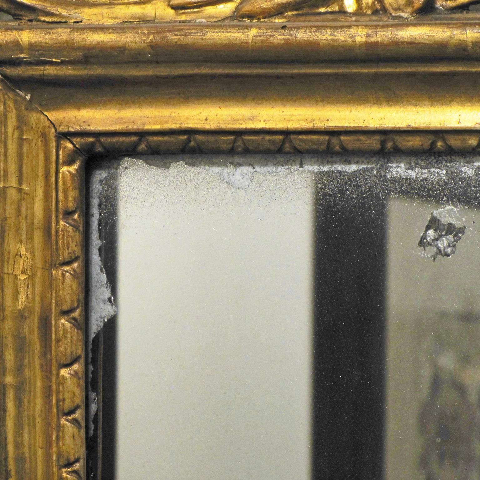 18th Century Tuscan Late 19th Century Louis XVI Mirror with a Carved and Gilt Wooden Frame For Sale