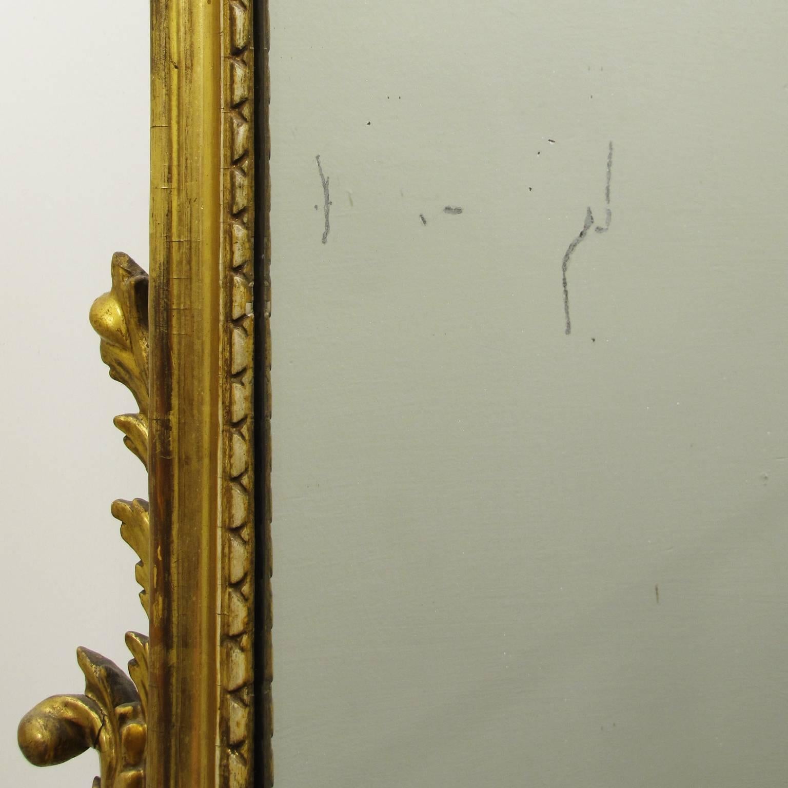 Tuscan Late 19th Century Louis XVI Mirror with a Carved and Gilt Wooden Frame For Sale 1