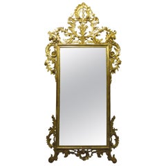 Tuscan Late 19th Century Louis XVI Mirror with a Carved and Gilt Wooden Frame