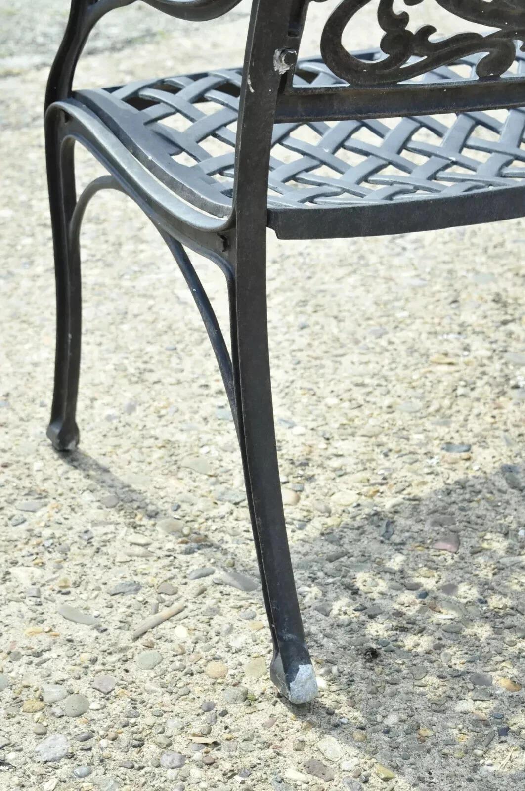 Aluminium Banc de jardin en fonte d'aluminium noir style toscan méditerranéen Loveseat (A) en vente