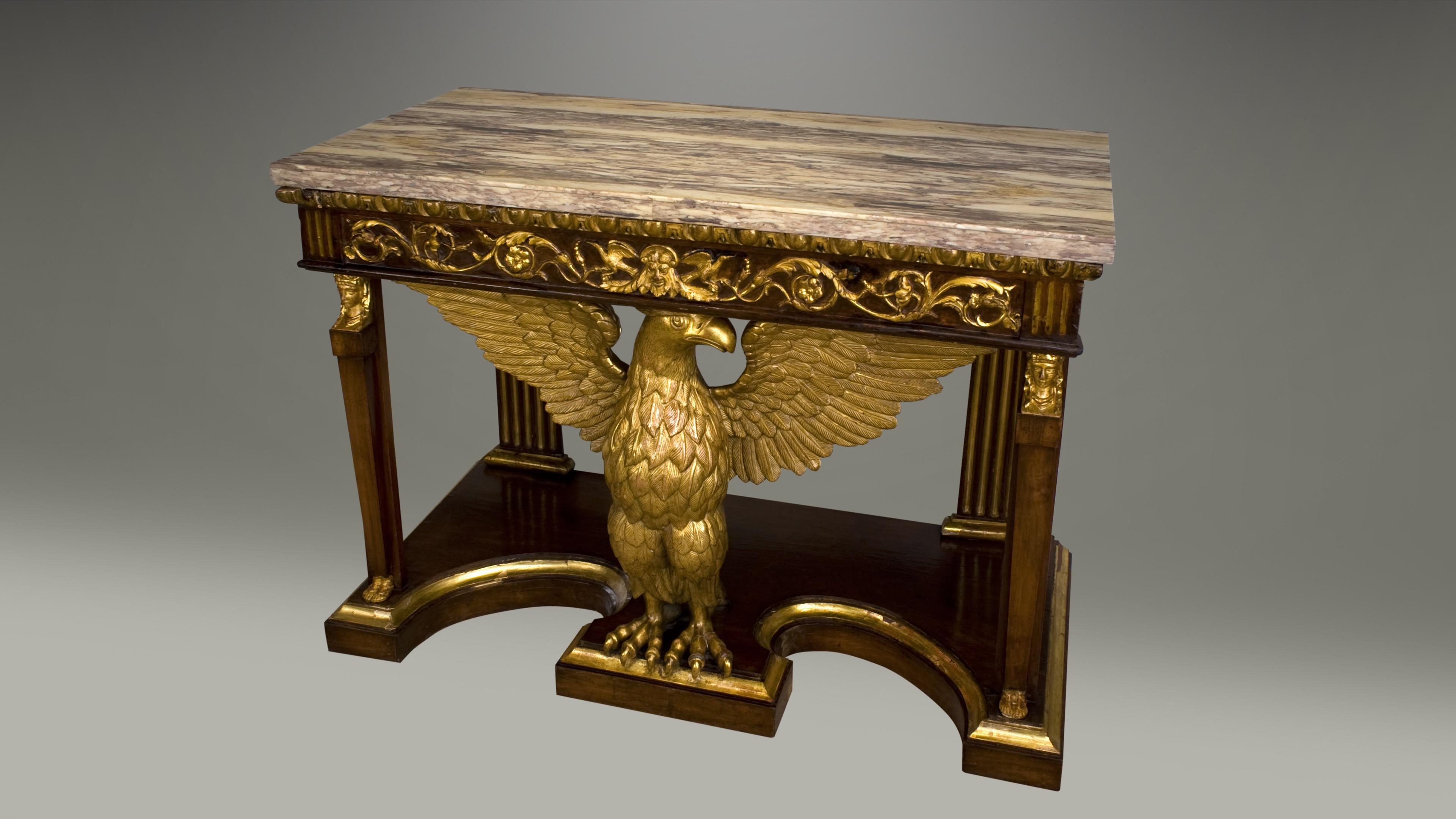 Italian Tuscan Neoclassical Pier Table with Eagle Motif, circa 1820