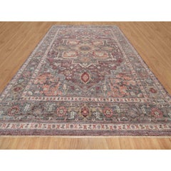 Tuscan Red Heriz Revival Soft Wool Hand Knotted Oversized Rug 12'0" x 15'2"