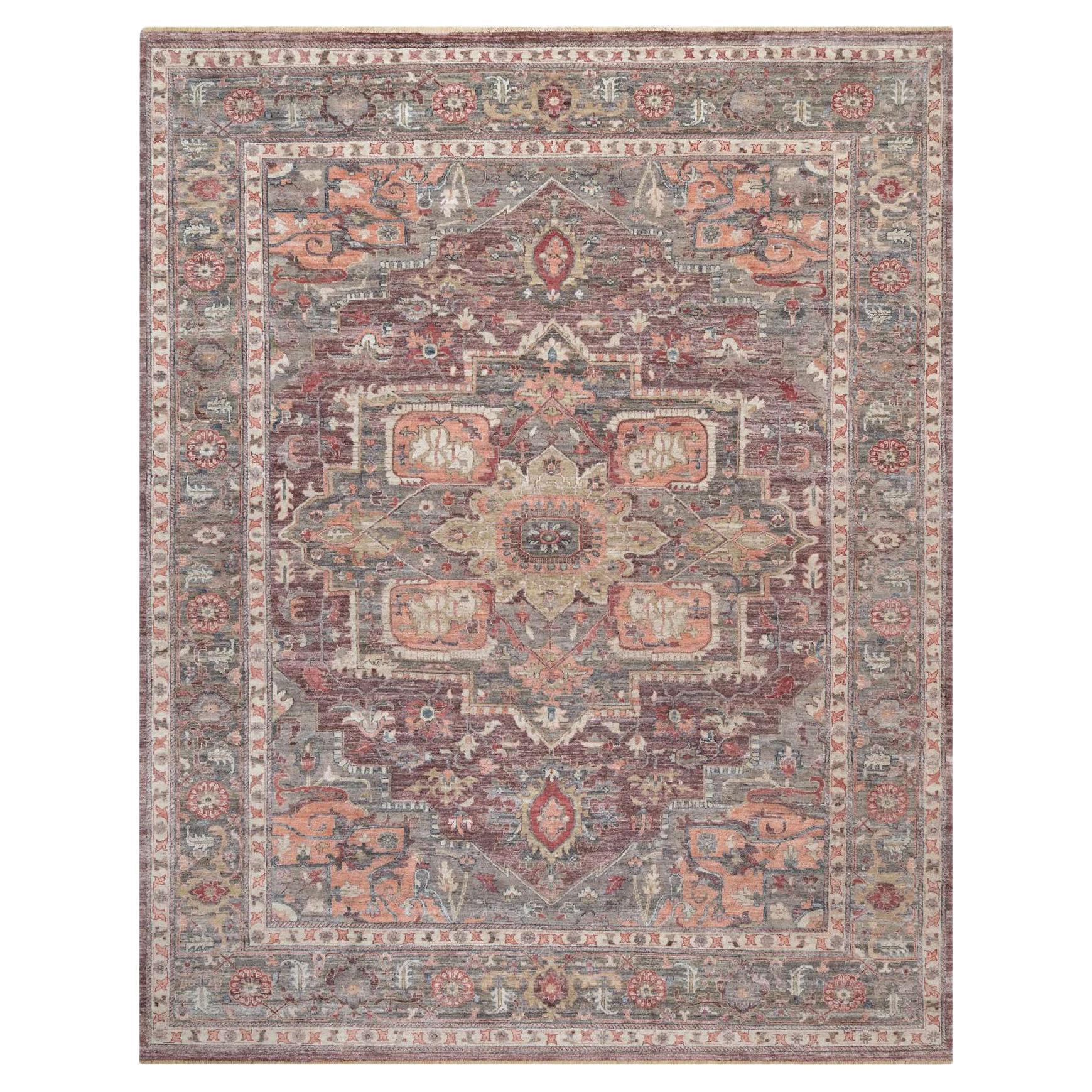 Tapis surdimensionné de style Heriz Revival rouge toscan en laine douce nouée à la main 12'0" x 15'2"
