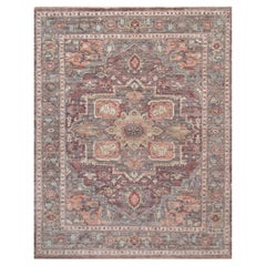 Tuscan Red Heriz Revival Soft Wool Hand Knotted Oversized Rug 12'0" x 15'2"