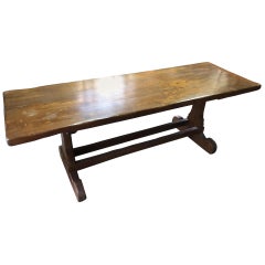 Tuscan Refectory Table in Solid Chestnut Restored Wax Polished, 1940s