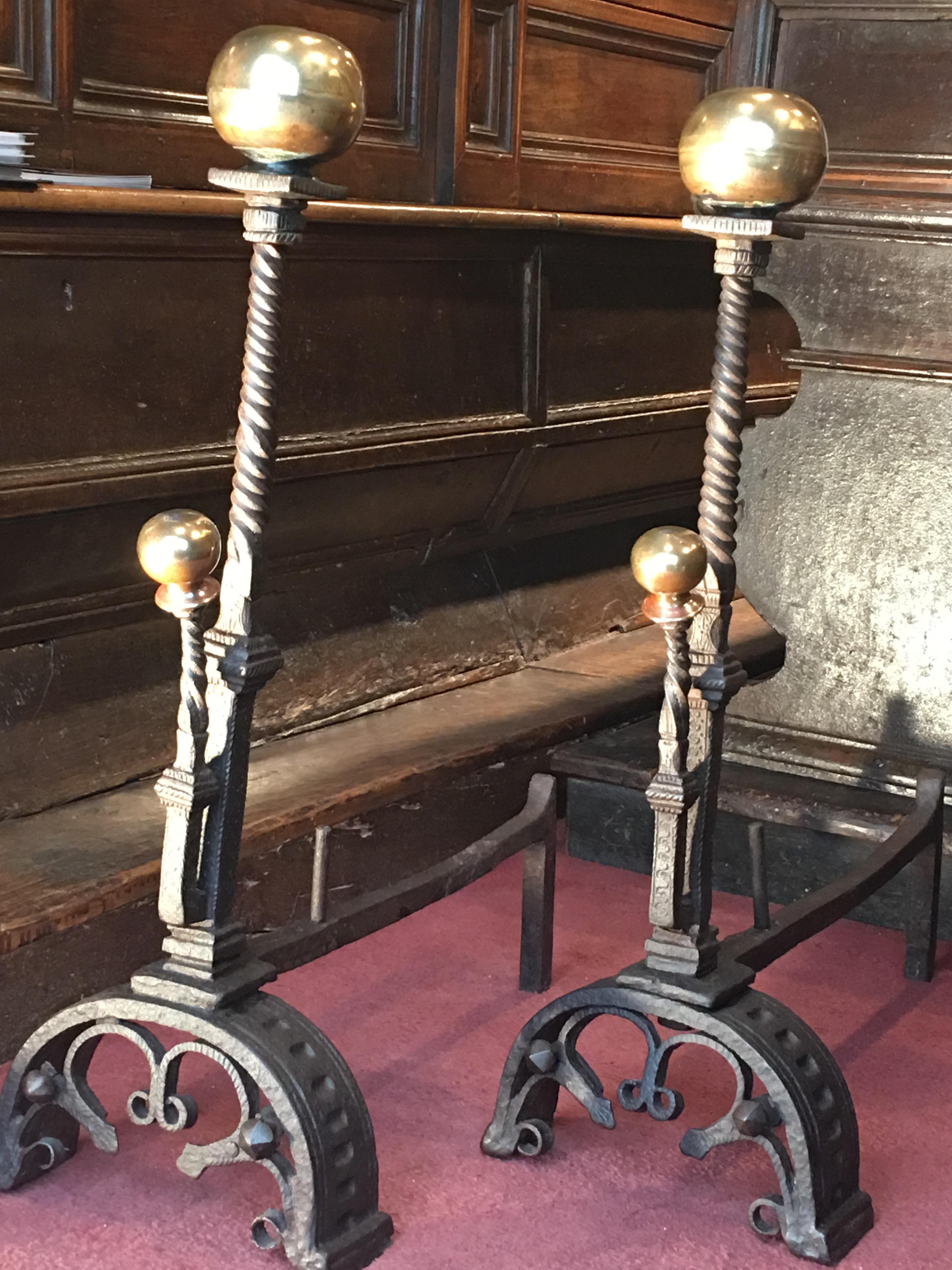 Tuscan Renaissance Andirons In Good Condition For Sale In Paris, FR