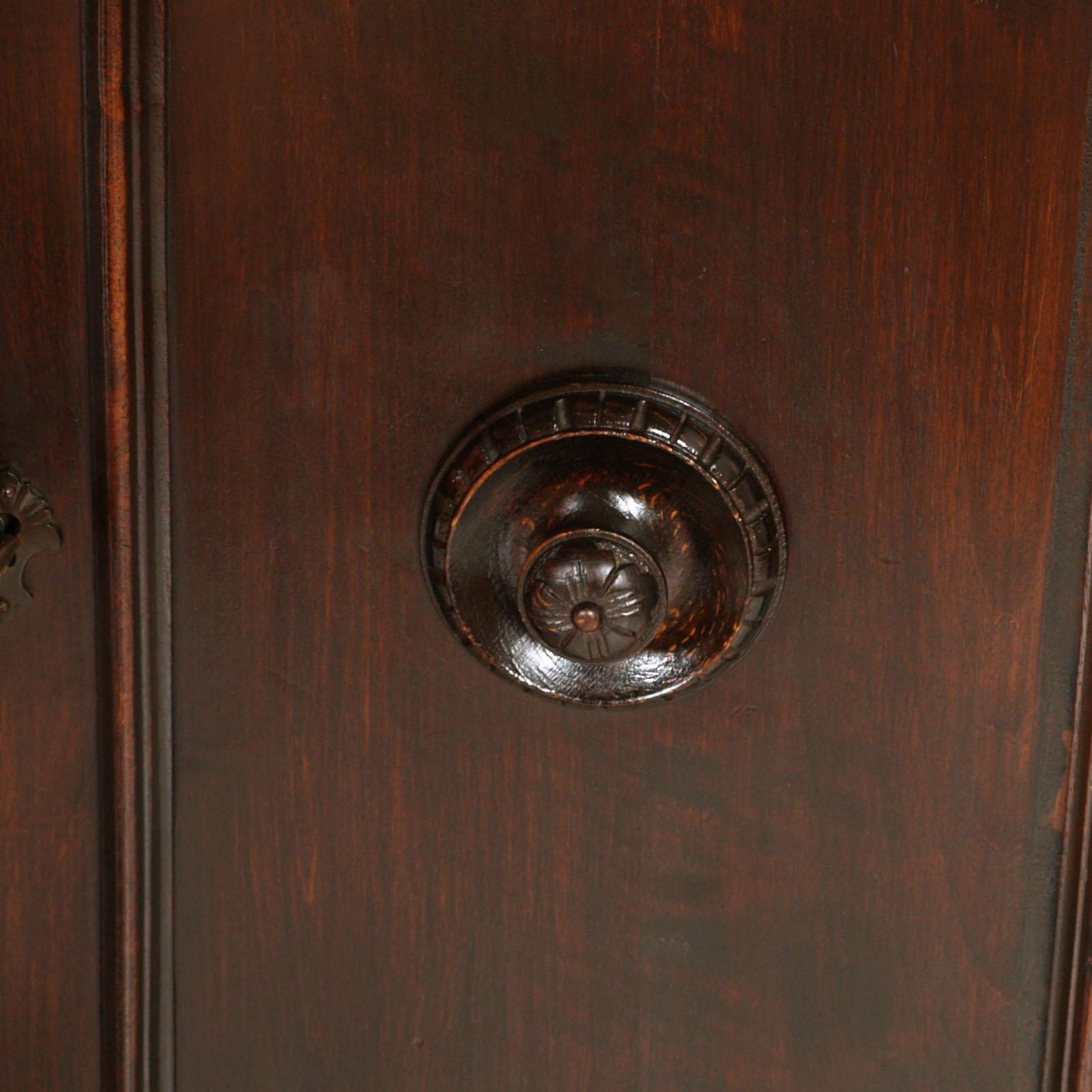 Carved Tuscany Renaissance Credenza Sideboard by Dini & Puccini, 1928, in Solid Walnut For Sale