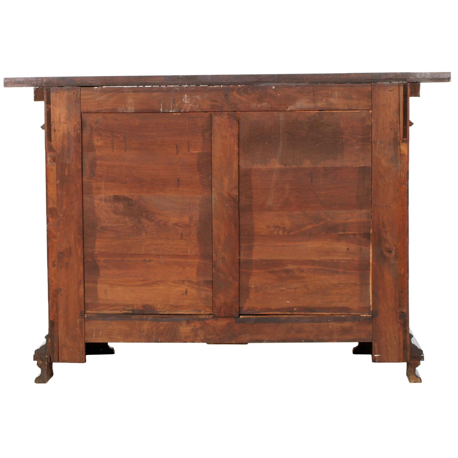 20th Century Tuscany Renaissance Credenza Sideboard by Dini & Puccini, 1928, in Solid Walnut For Sale