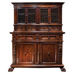 Tuscan Renaissance Wrought Iron and Walnut Cabinet