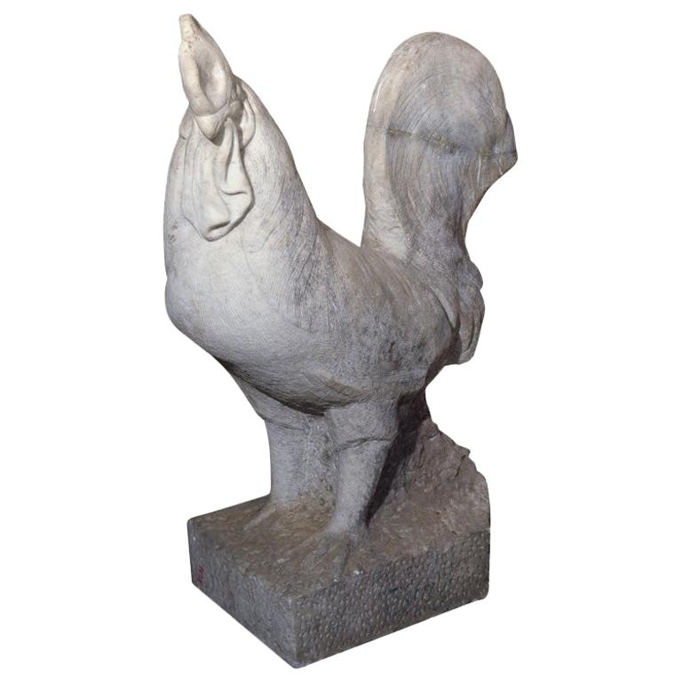 Tuscan rooster in Carrara marble, 18th century, offered by Skelton Culver