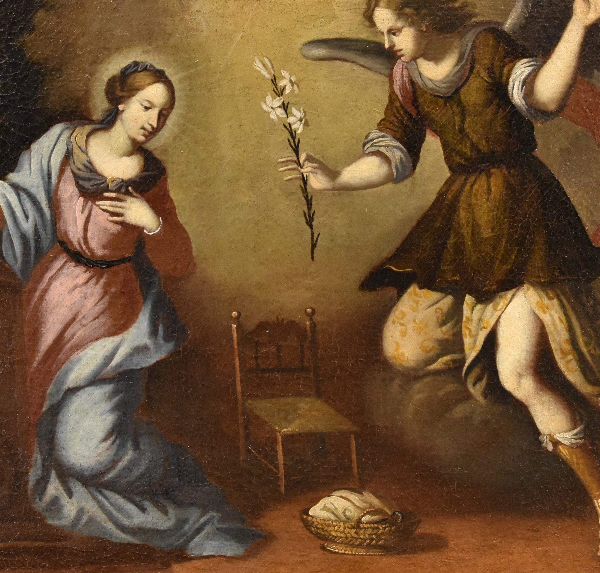 Annunciation Tuscan School 17th Century Paint Oil on canvas Old master Religious For Sale 5