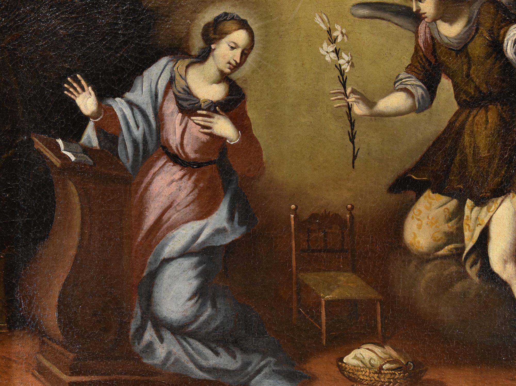 Annunciation Tuscan School 17th Century Paint Oil on canvas Old master Religious For Sale 8