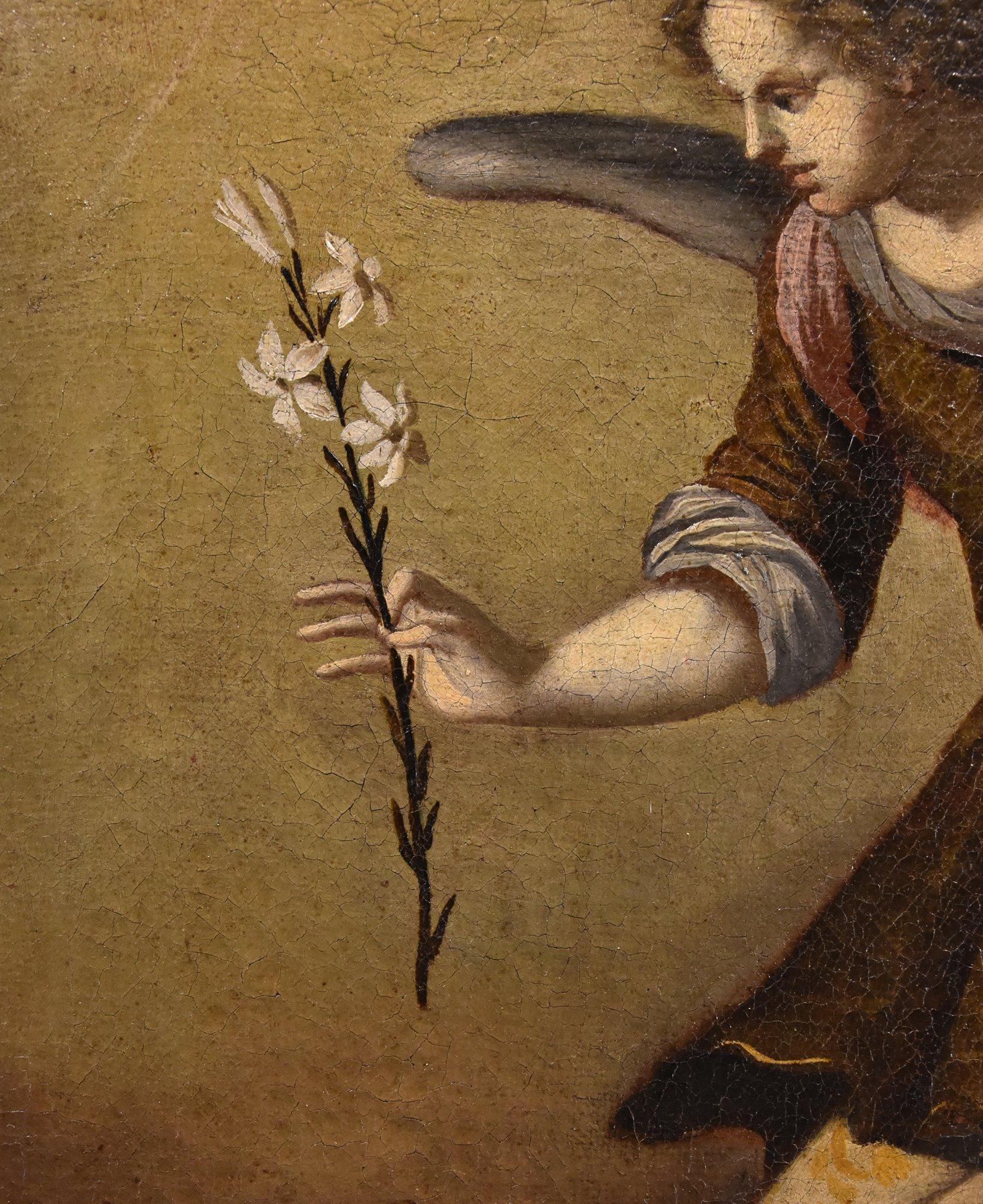 Annunciation Tuscan School 17th Century Paint Oil on canvas Old master Religious For Sale 9