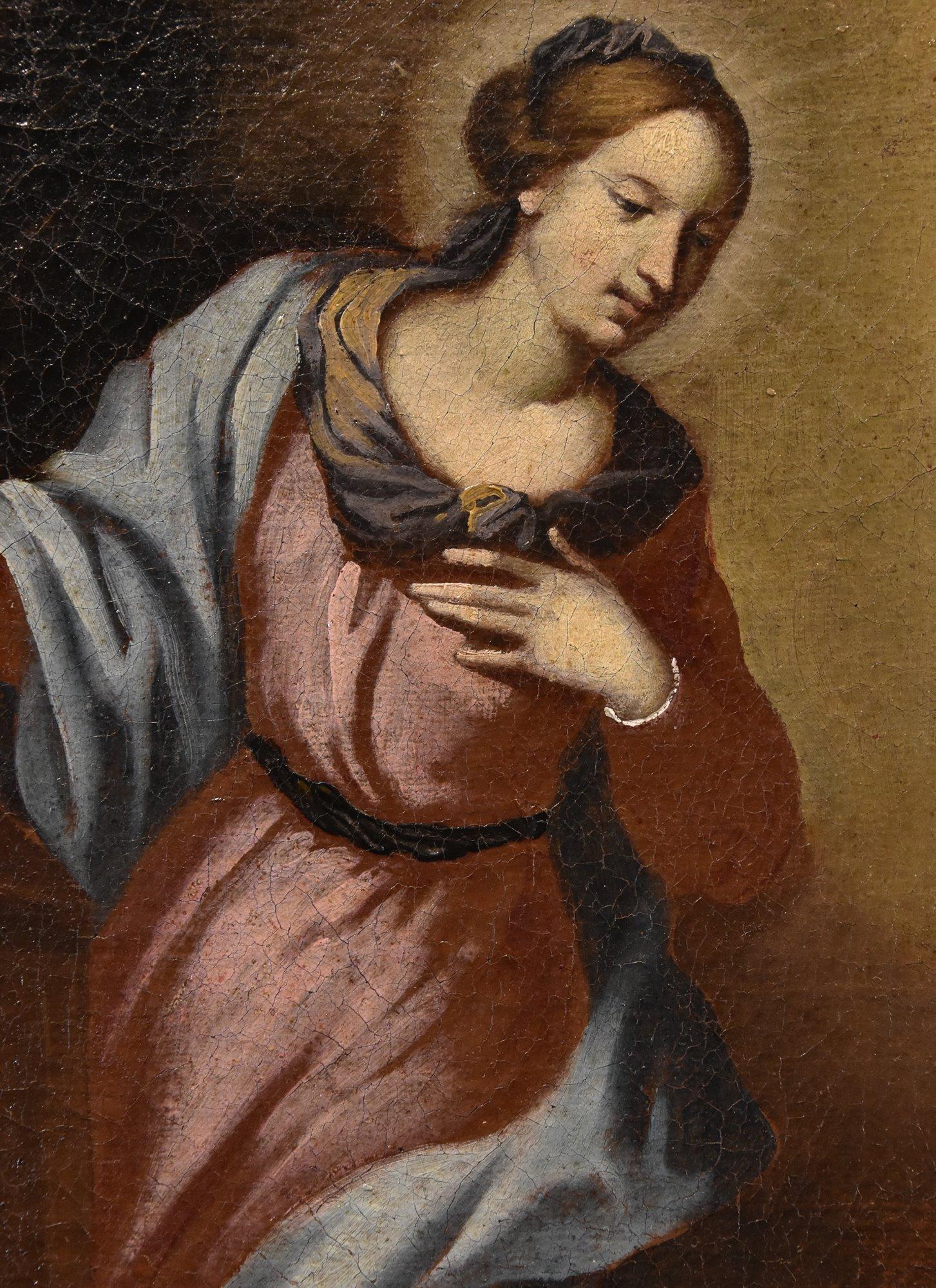 Tuscan school,17th century 

The Annunciation  

Oil on canvas 55 x 73 cm In antique lacquered frame 73 x 92 cm  

NB: The darker strip at the top of the canvas is the shadow of the frame  

We offer this delightful Annunciation, attributed to a