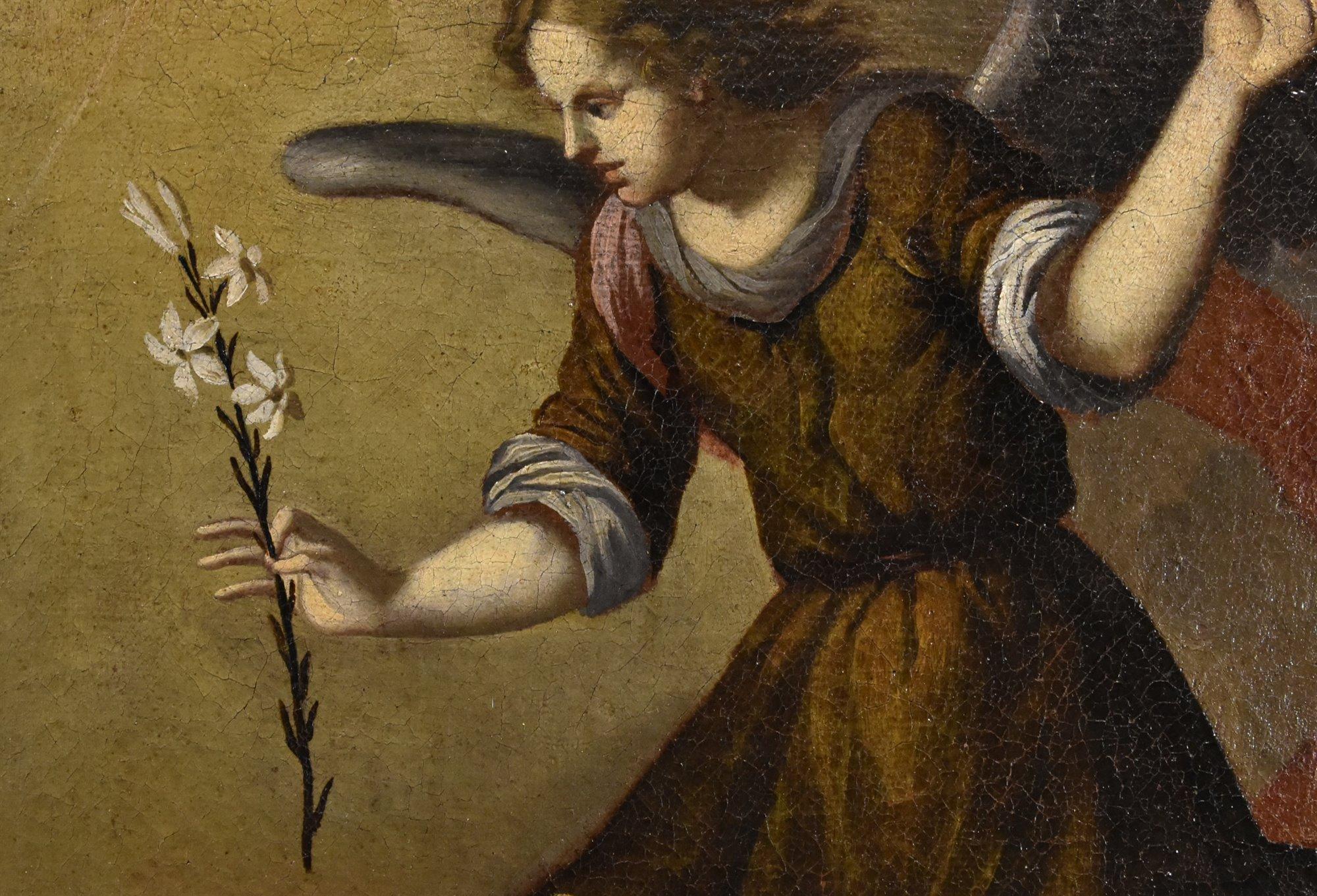 Annunciation Tuscan School 17th Century Paint Oil on canvas Old master Religious For Sale 2