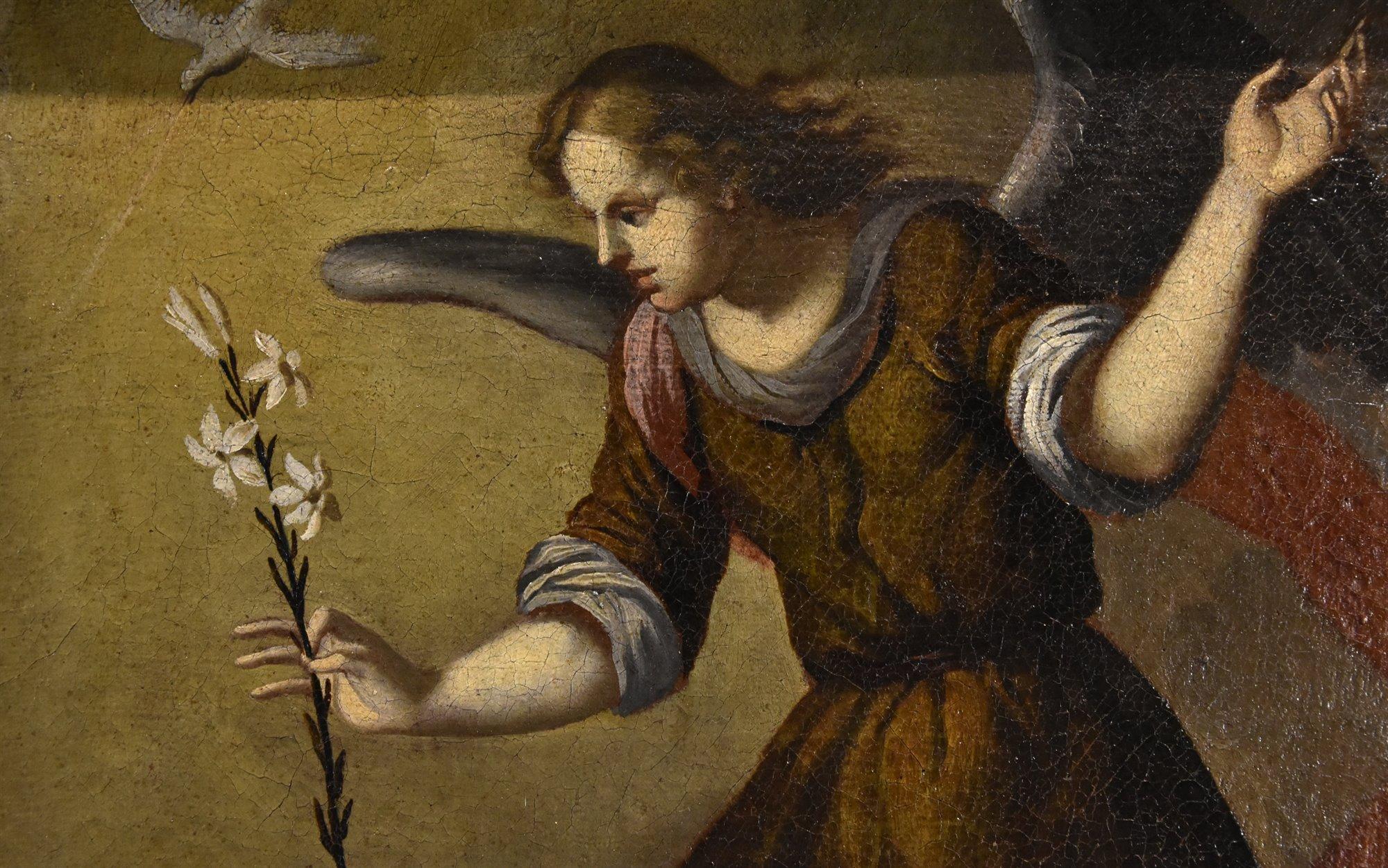 Annunciation Tuscan School 17th Century Paint Oil on canvas Old master Religious For Sale 3