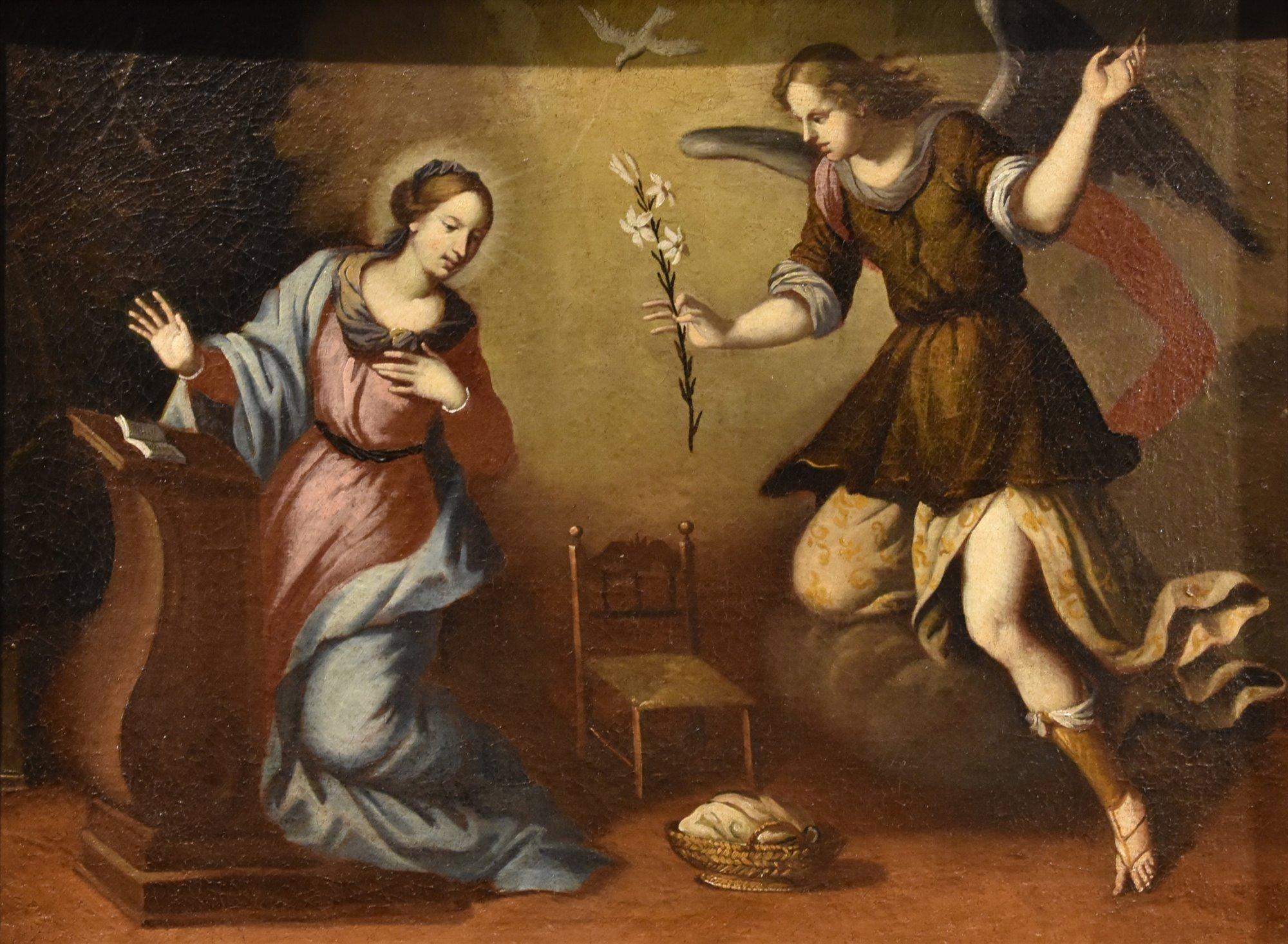 Tuscan School, 17th Century Figurative Painting - Annunciation Tuscan School 17th Century Paint Oil on canvas Old master Religious