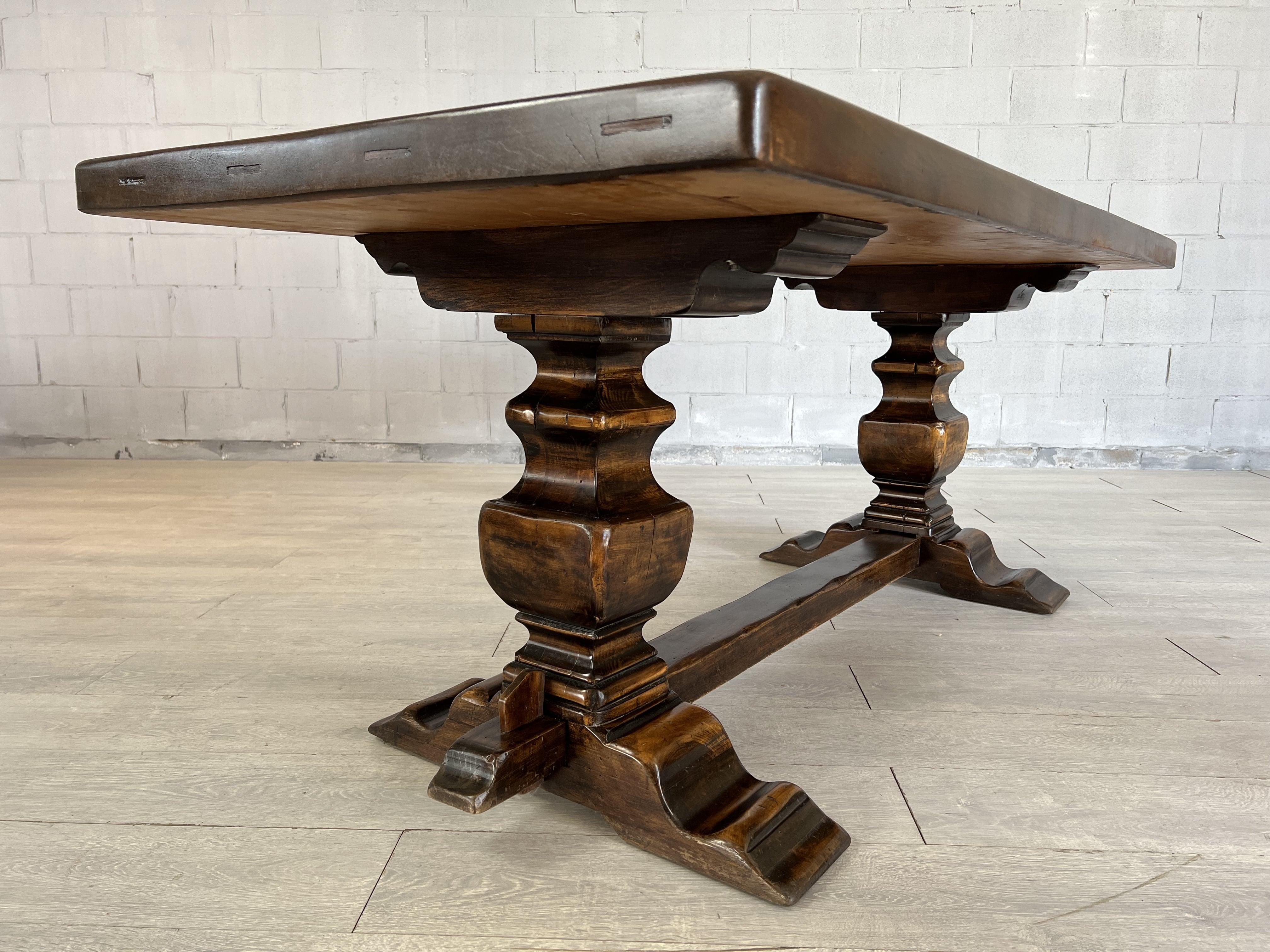 Tuscan Style Farmhouse Trestle Dining Table For Sale 5