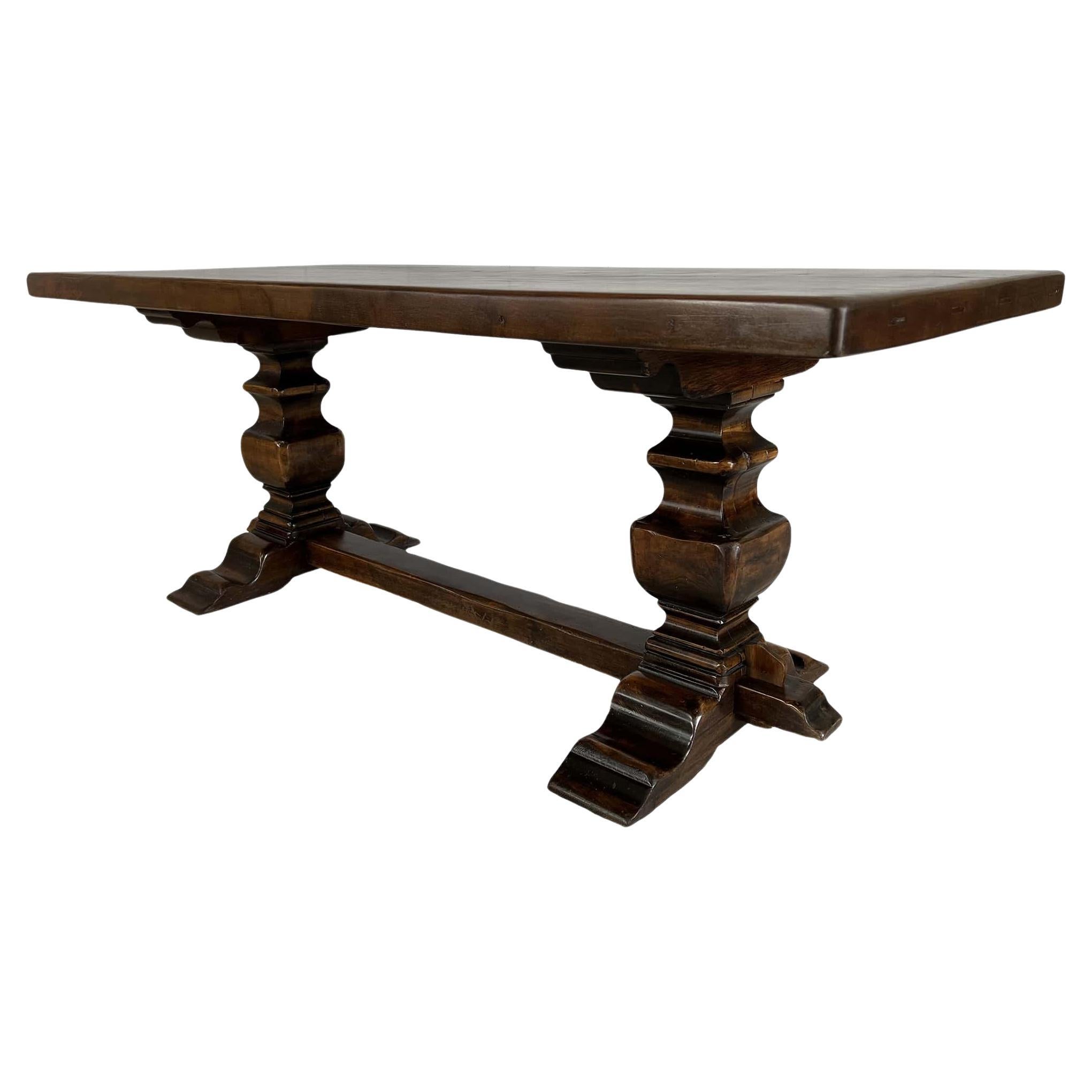Tuscan Style Farmhouse Trestle Dining Table For Sale 6