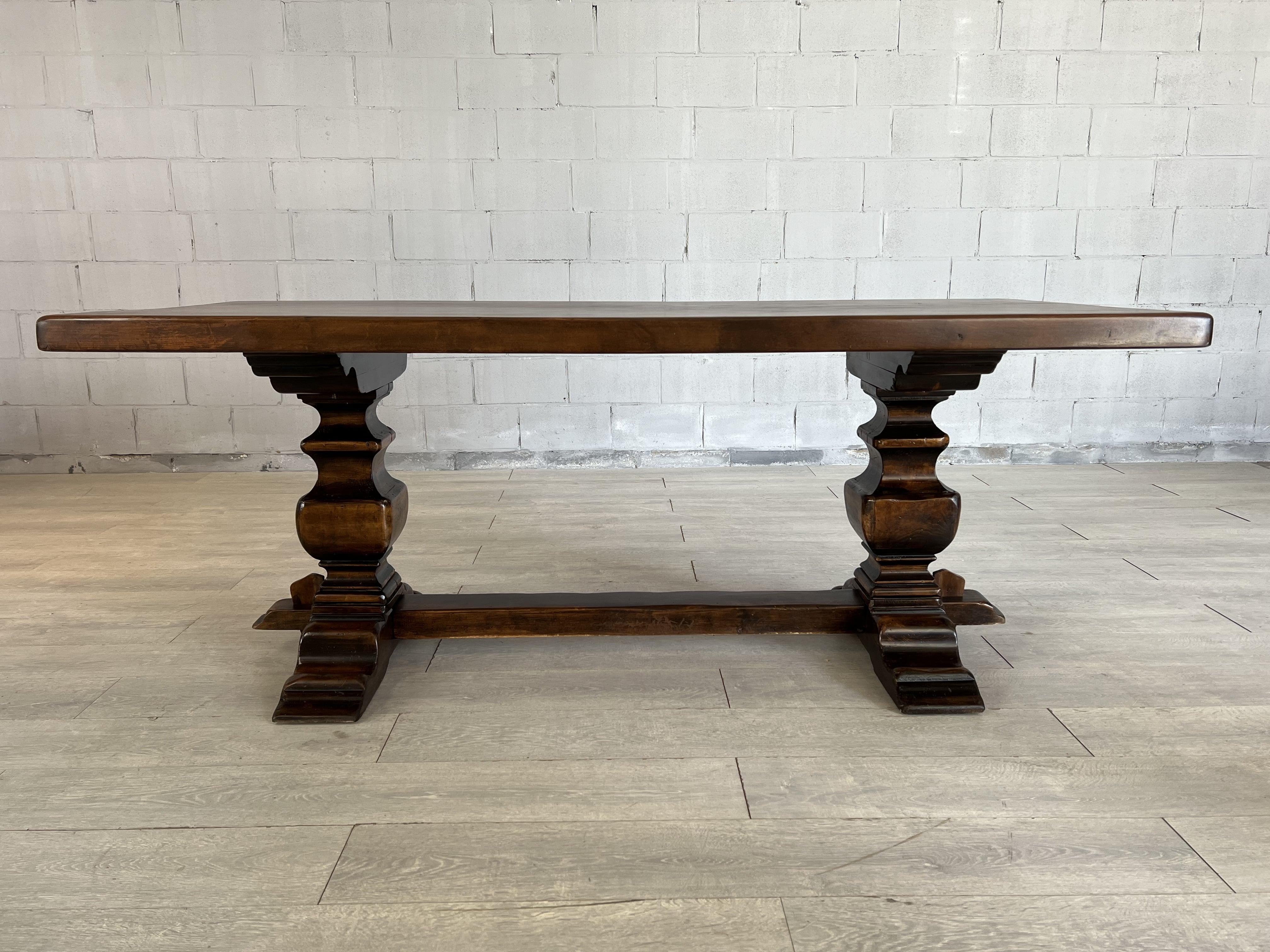 Tuscan Style Farmhouse Trestle Dining Table For Sale 1