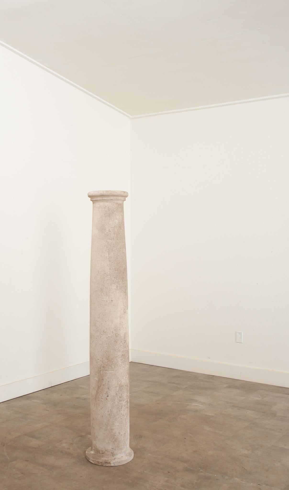 Neoclassical Tuscan Style Faux Stone Garden Column For Sale