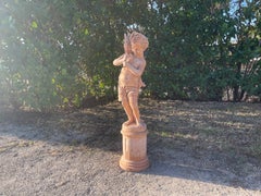 21st Century Tuscan Terra Cotta Statue of a Fisher Boy